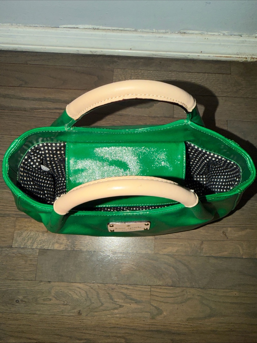 kate spade Emerald Green Tote with Cream Handles - Picture 4 of 5